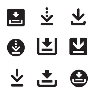 Set of download icons. Collection install symbol