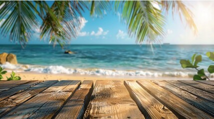 Wooden Table Overlooking Ocean