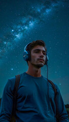 man listening to music