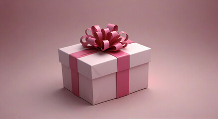 Obraz premium pink gift box with ribbon