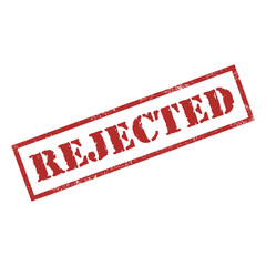 Rejected red rubber stamp isolated on white background. Ink sign in rectangular frame. Grunge label. Vector illustration.