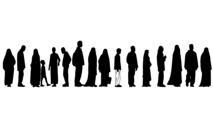 silhouette of muslim people