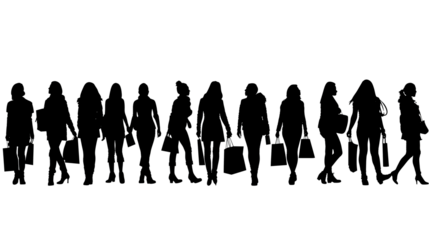 silhouettes of women shopping