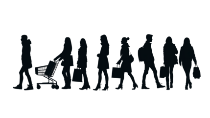 silhouettes of women shopping