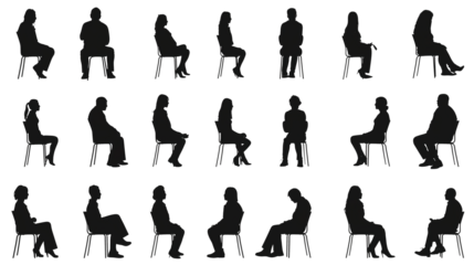 silhouettes of people sitting on chairs