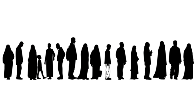 silhouette of muslim people