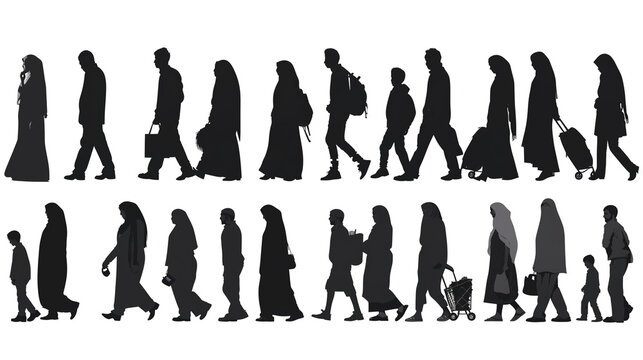 silhouette of muslim people