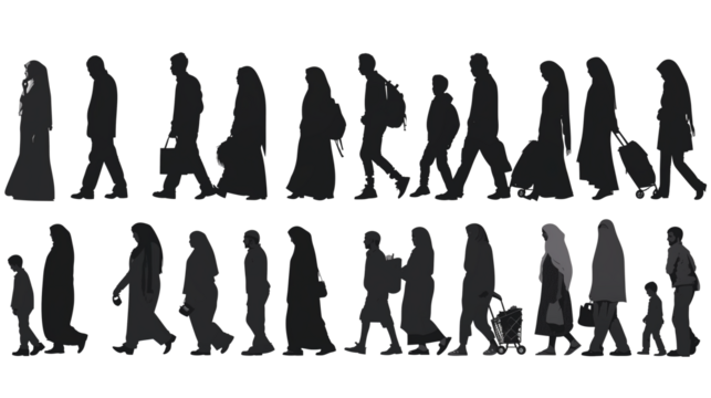 silhouette of muslim people