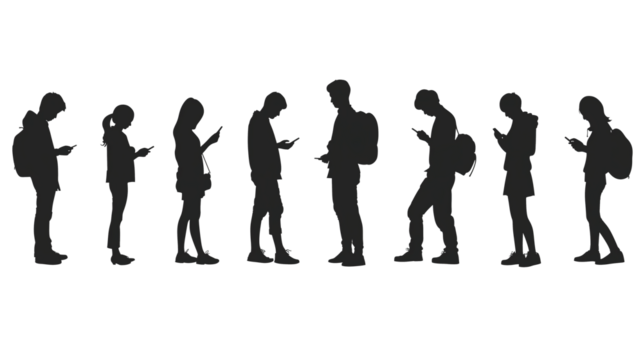 silhouettes of people using their mobile phones - Powered by Adobe