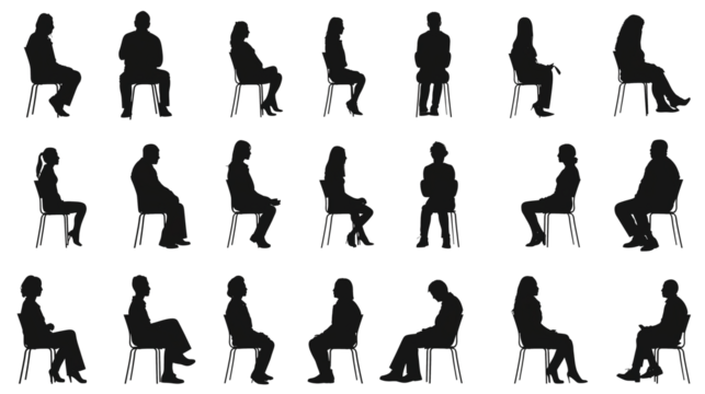 silhouettes of people sitting on chairs