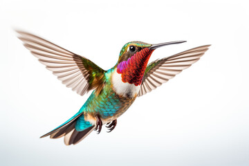 A Charming Hovering Hummingbird isolated on clear white background