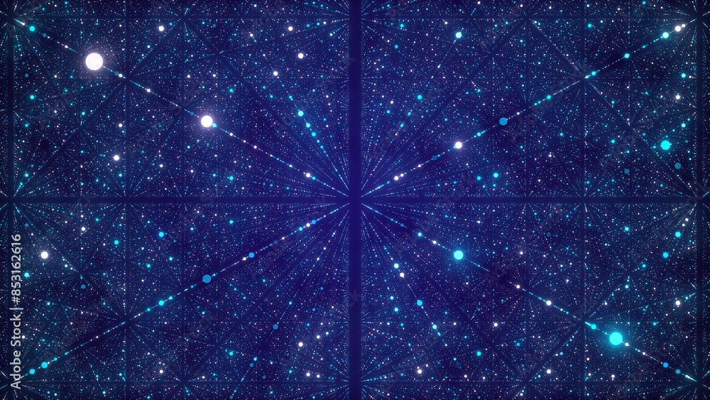 Poster Universe abstract color infinite space illustration. Futuristic stardust. 3D rendering.