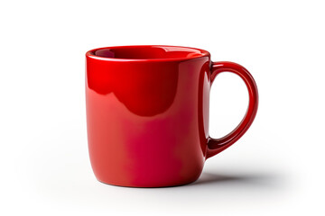 A red coffee mug isolated on clear white background