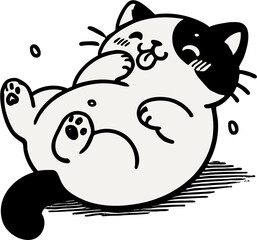 cute kitty chubby kitten cat lazy icon illustration vector element design