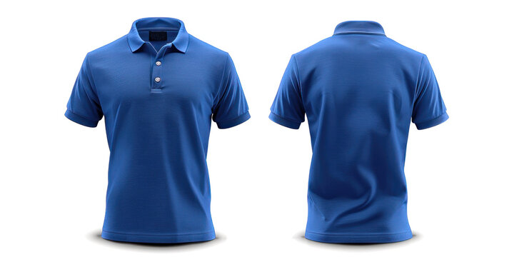 A blue polo shirt displayed from the front and back, isolated on a white background. The classic, short-sleeved design provides ample space for text or logos, perfect for personalization or branding