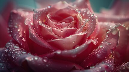Pink Rose With Water Droplets