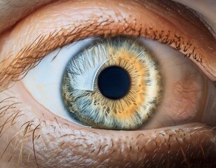close up of a hazel human male right eyeball