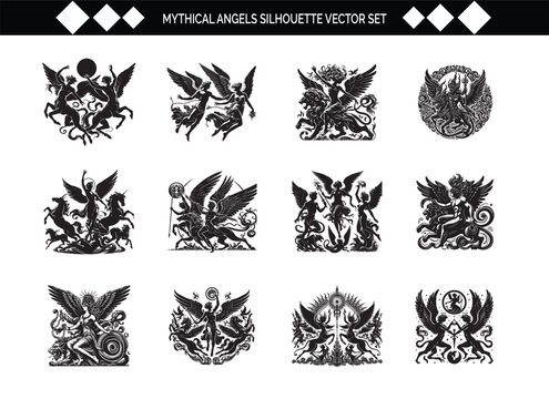 Mythical Angels Silhouette Vector Illustration 