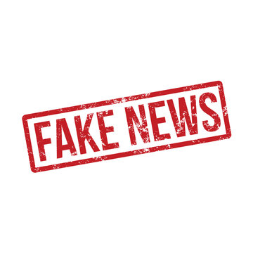 fake news - red rubber stamp - vector illustration