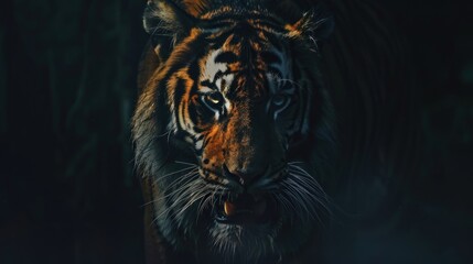 tiger on dark background.