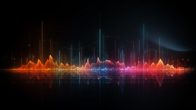 digital sound wave visualizer overlaying a detailed music graph on a dark background