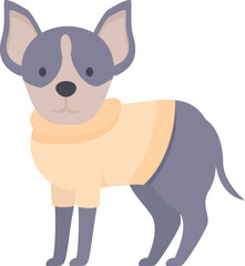 Cartoon chihuahua dog wearing warm sweater, funny pet animal