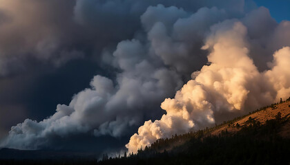 Fototapeta premium Massive Smoke Cloud on the mountain