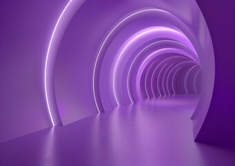 Fototapeta premium 3d render, purple curved tunnel background 