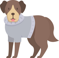 Brown dog wearing a grey woolen sweater, perfect for projects about pets, clothing, winter