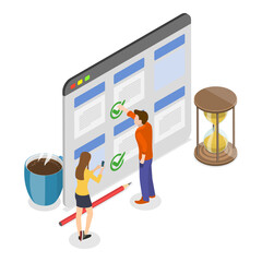 3D Isometric Flat  Illustration of Schedule Planning. Item 2