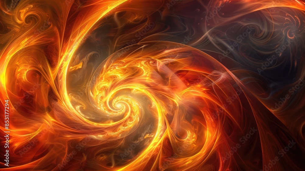 Poster fiery spirals pulsating with optical motion