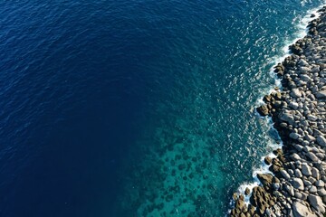 Coastal Harmony: Aerial View of Land and Sea