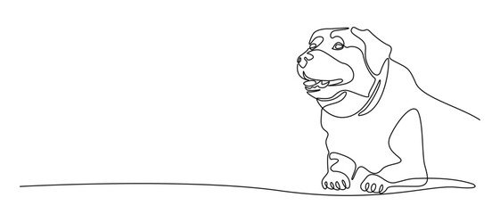 Linear drawing of Labrador. Dog is man's best friend. Adult dog, minimalism. Pet tattoo. Stylized illustration of a pet