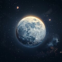 Naklejka premium 3D cartoon moon in space.