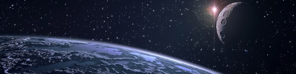 Fototapeta premium 3D cartoon moon in space.