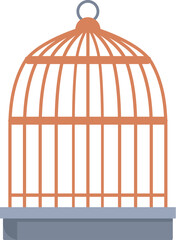 Empty birdcage standing alone on white background