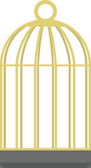 Empty golden birdcage is waiting for its future owner to fill it