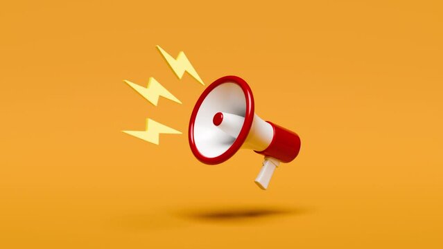 Red and white megaphone making loud sounds