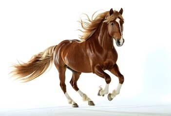 Naklejka premium Majestic Chestnut Horse with Flowing Mane and Tail