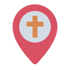 Fototapeta premium Pin Location cross church icon