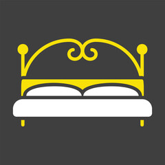Big bed vector icon. Furniture sign
