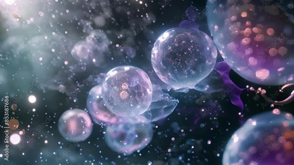 Poster a timelapse animation of endocytosis in action showing the gradual formation and movement of a vesic