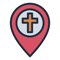 Fototapeta premium Pin Location cross church icon