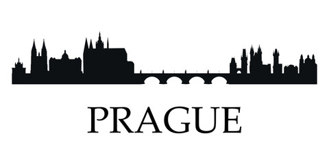 Fototapeta premium The city skyline. Prague. Silhouettes of buildings. Vector on a white background 