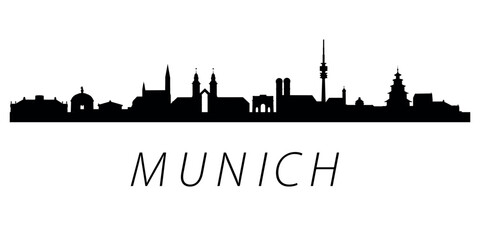 WeThe city skyline. Munich. Silhouettes of buildings. Vector on a white background	