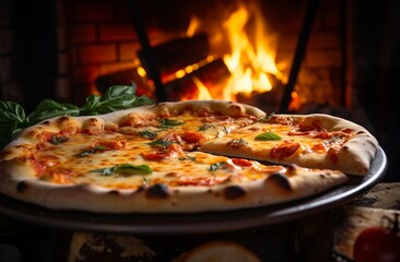 A mouthwatering pepperoni and sausage pizza on a wooden cutting board.
