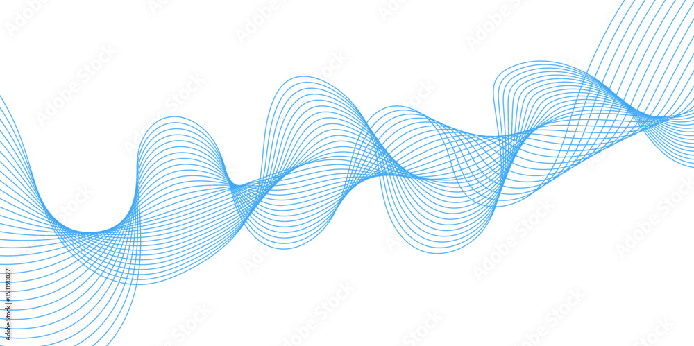 Poster abstract colorful blue, blend wave lines on transparent background. abstract colorful wave lines and