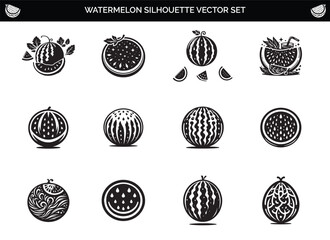 Watermelon Fruits Silhouette Vector Illustration