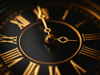 Close-Up of Gold Clock Hands on Black Background