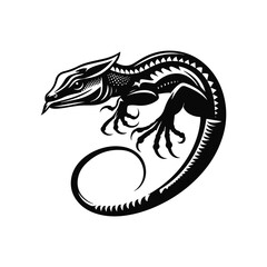 Iguana Animal black silhouette vector with white color background